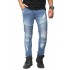 Biker Jeans Destroyed Ripped Soft Blue