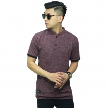 Polo Grandad Collar Dust Maroon