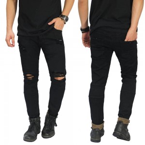 Jeans Ripped On Knee And Thigh Black