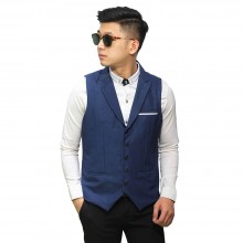 Vest Formal With Collar Lapel Navy