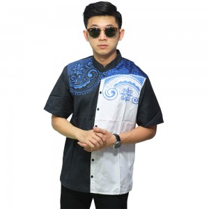 Baju Koko Pendek Bordir Belang Hitam