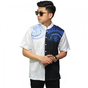 Baju Koko Pendek Bordir Belang Putih