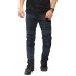 Jeans Ripped With Biker Patch Black Faded