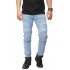 Jeans Ripped With Biker Patch Soft Blue