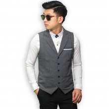 Vest Formal With Collar Lapel Grey