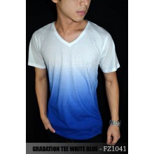 Gradation Tee White Blue