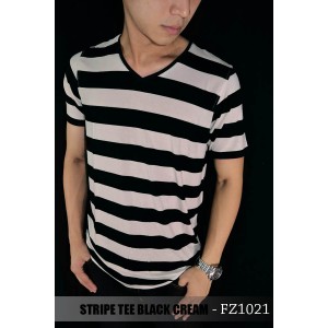 Striped Tee Black n Cream