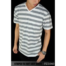 Striped Tee Soft Grey White