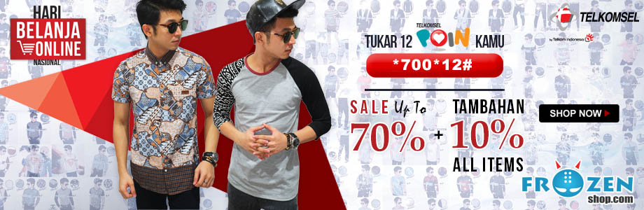 Harbolnas 2015 frozenshop.com memberikan diskon hingga 70%, dan tukarkan 12 telkomsel poin untuk tambahan 10%